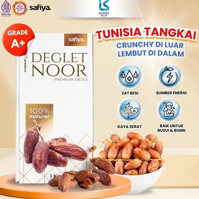 Kurma Tangkai Tunisia 1 Kg Crunchy diluar lembut di dalam