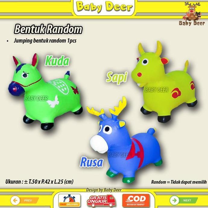 et03 bentuk rusa kudaan musik anak mainan jumping animal karet viral murah hewan lucu jumbo besar ha