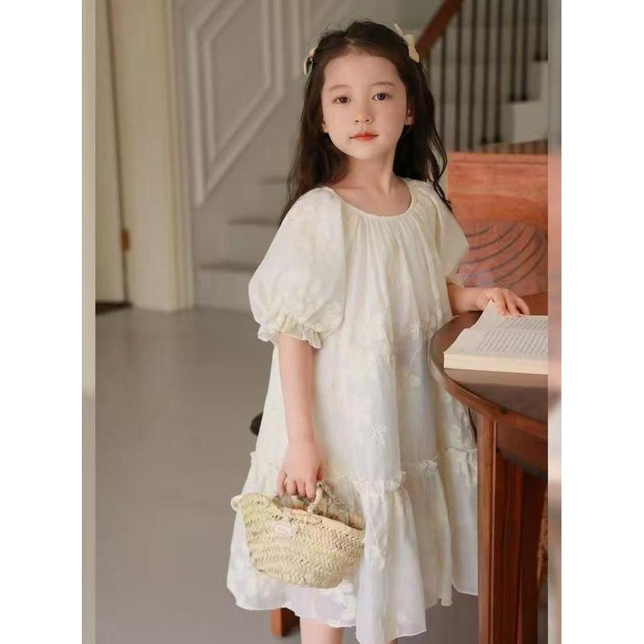 Korea Style Gaun Pesta Anak Perempuan Dress Anak Perempuan Lukisan Tinta Gaun Manis Anak Perempuan D