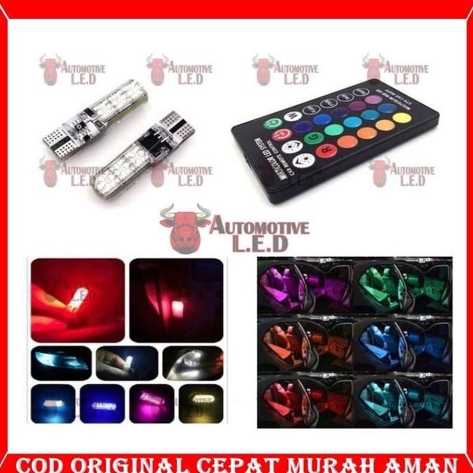 ORIGINAL LAMPU LED T10 JELLY RGB LAMPU LED T10 RGB REMOTE CONTOROLLER | LAMPU SENJA MOTOR RGB