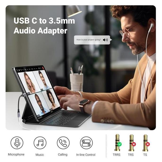 Ugreen Converter Splitter Iphone 15 16 Type C To Jack 3.5Mm Dac Open Mic