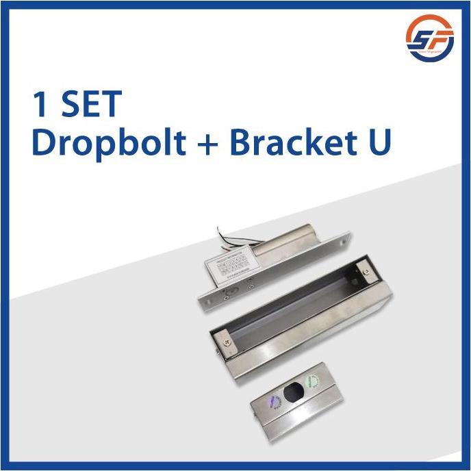 Dropbolt Satu Set / Drop Bolt Pintu Kaca Frameless + BRACKET U