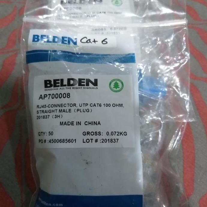 belden cat 6 konektor @50bh / konektor RJ45 belden cat6 / RJ45 cat 6