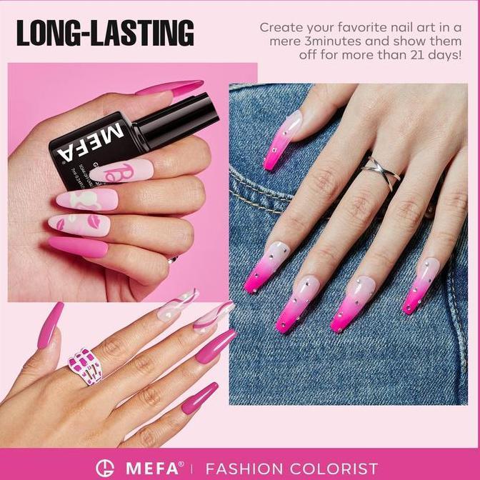 Lancar11- MEFA Set Cat Kuku Gel 6 Warna, Nuansa Merah Muda Nude Nuansa Merah Muda Lembut Netral Krem