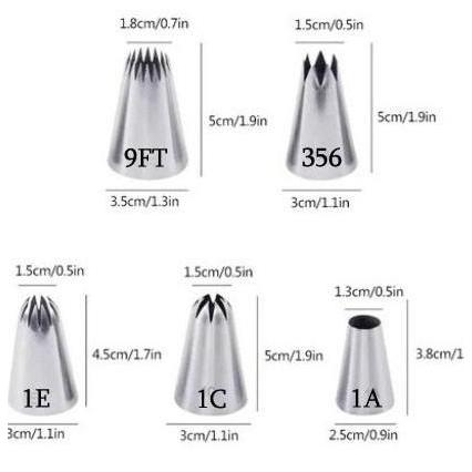 Best- SPECIAL SPUIT 4PCS SET #9FT #356 #1E #1A NOZZLE BESAR JUMBO PIPING KUE