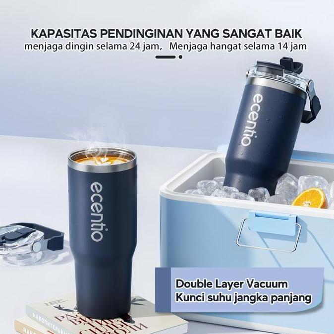 Bestsell- Ecentio Botol Minum Stainless Steel 1200Ml Termos Tahan Panas Dingin 24 Jam Kapasitas Besa