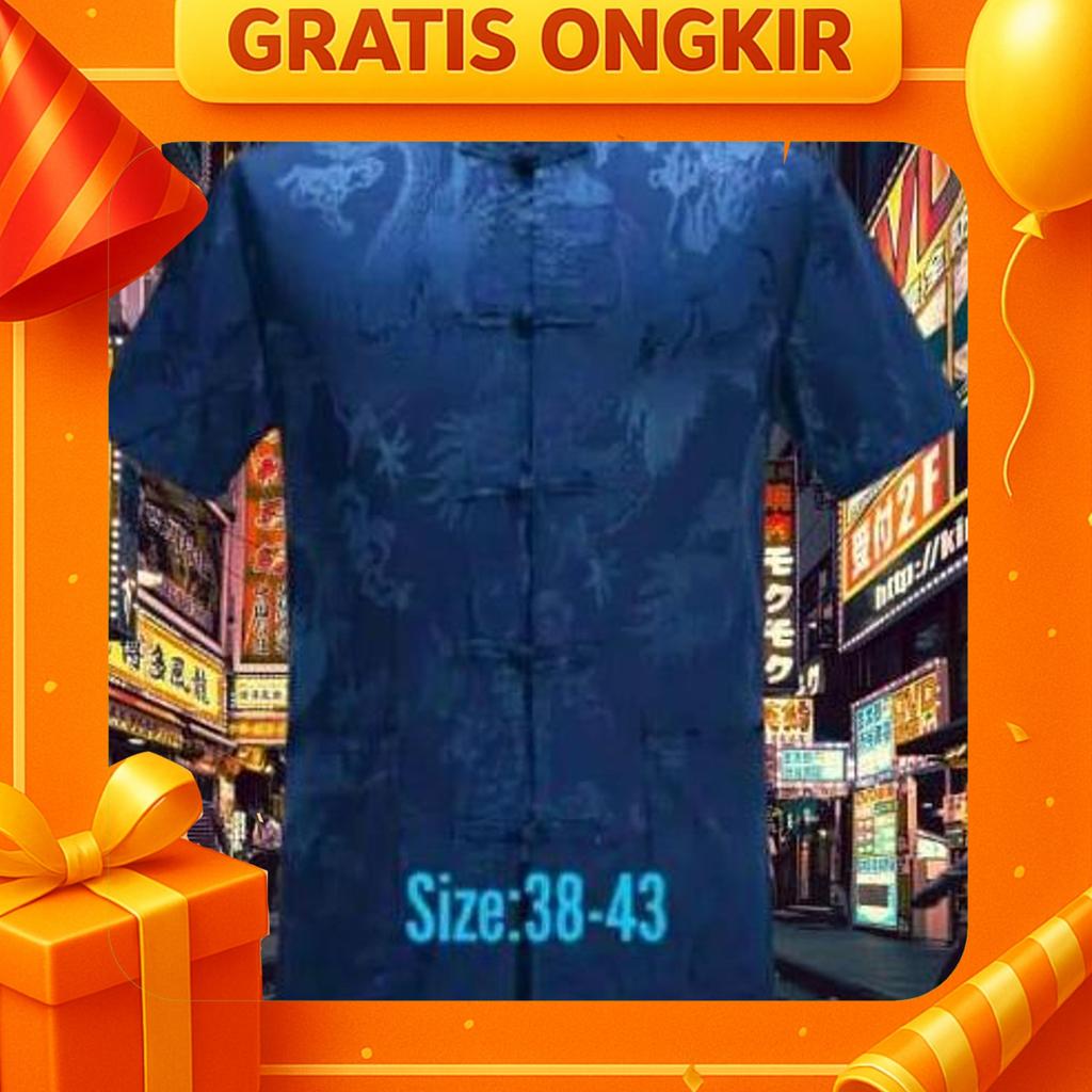 New Year Sale Cheongsam Pria Lengan Pendek Silky Import