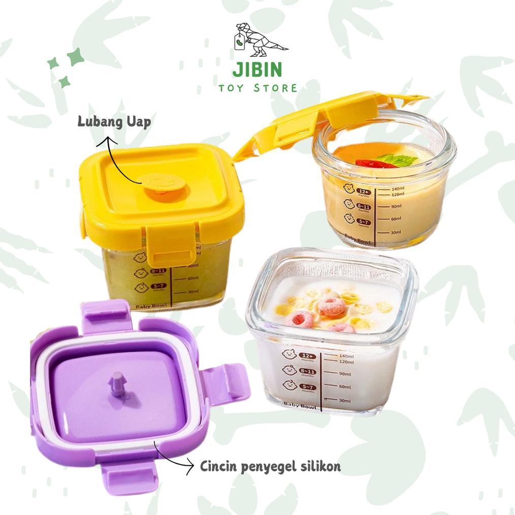 HOT PRODUCT [ JIBIN ] TEMPAT MPASI KACA 3PCS WADAH MPASI KACA WADAH MPASI TAHAN PANAS BPA FREE FOOD 
