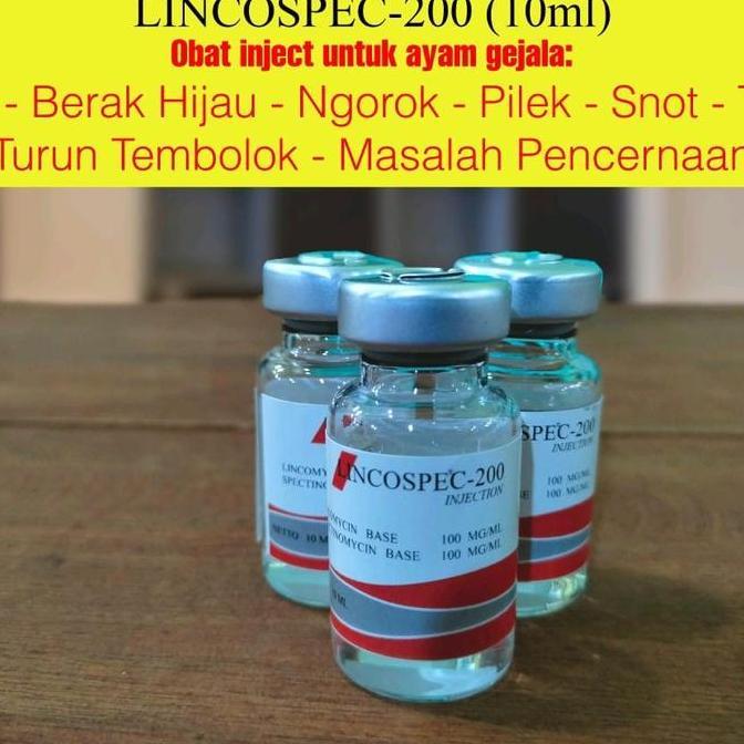 LINCOSPEC-200 ORIGINAL (REPACK) OBAT INJECT UNTUK AYAM NGOROK, SNOT, CRD, BERAK HIJAU, TIDAK TURUN T
