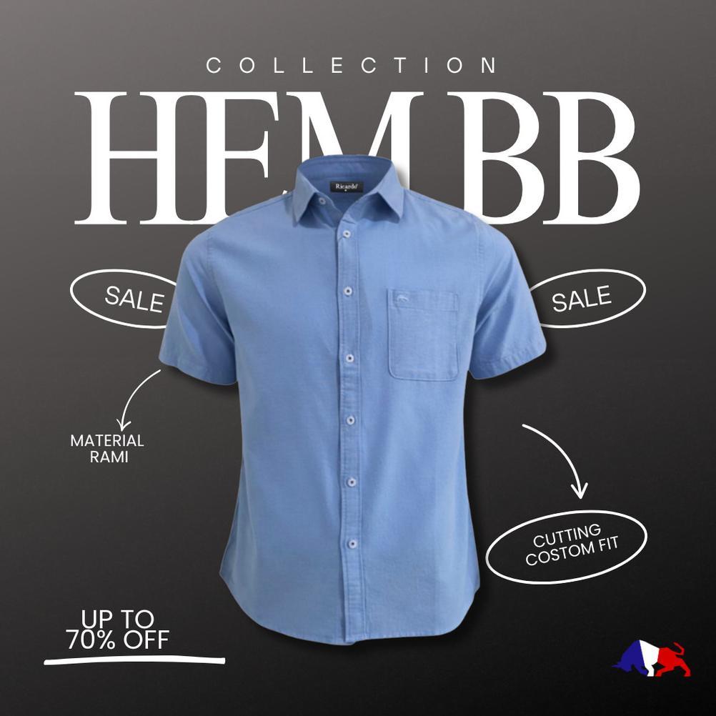 RICARDO BB Collection Kemeja Pria Polos Lengan Pendek
