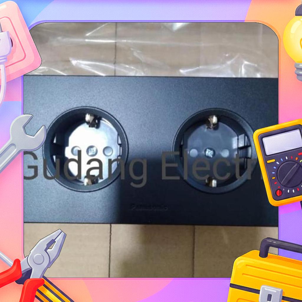 Panasonic Stop Kontak 2 Gang Black