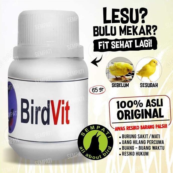 Bird Vit Powder Om Kicau Burung Sakit Pucat Bulu Mekar Kurang Power Mental Kaki Lemah