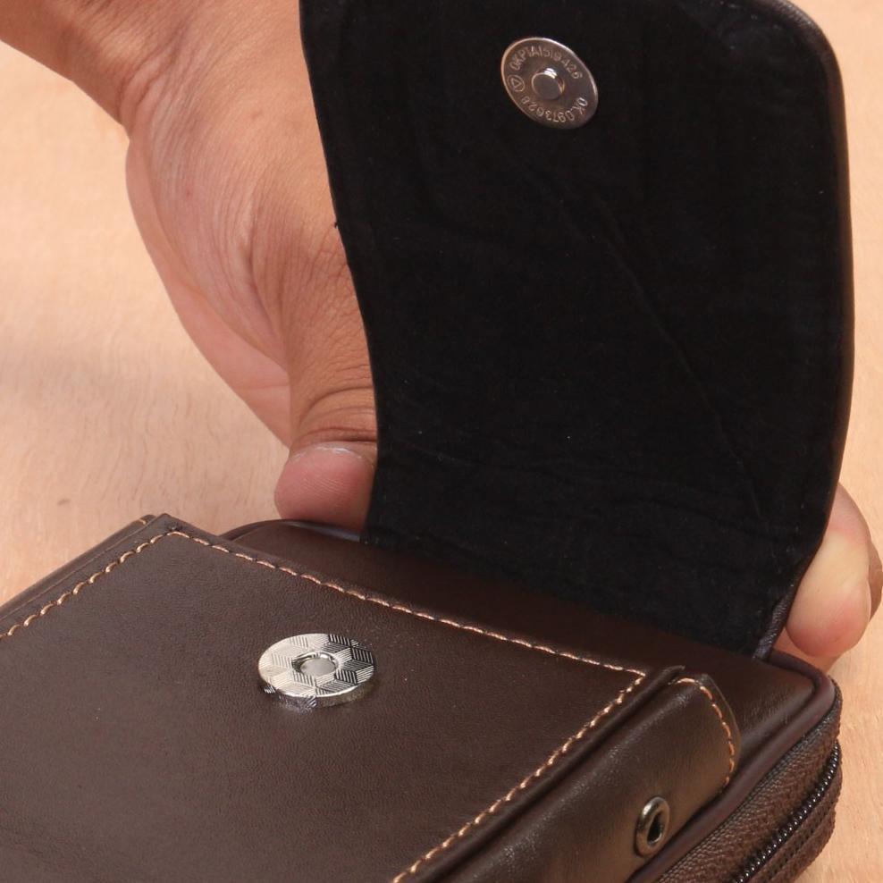 Diskon` P008 - Tas Pinggang Pria/Cowok Dompet Handphone Android Iphone Kulit Sapi Asli Kualitas Impo