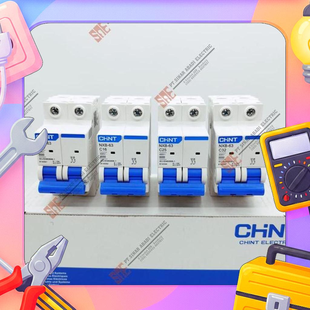 Mcb Chint 2P Phase 10A 16A 25A 32A Nxb-63