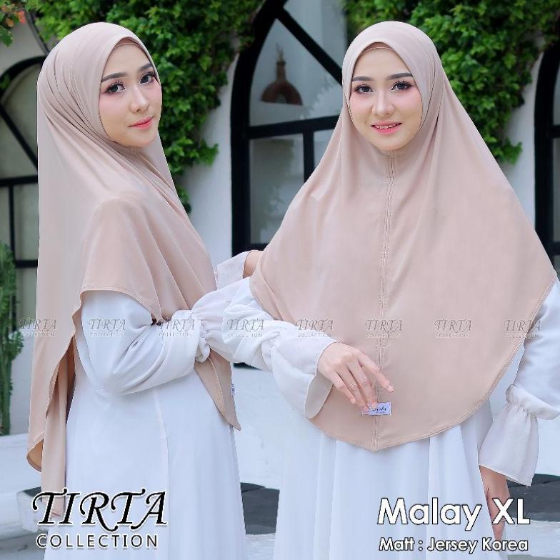 TIRTA-Hijab instan jilbab bergo MALAY TIRTA size XL kerudung Khimar syar'i bahan Jersey Korea terbar