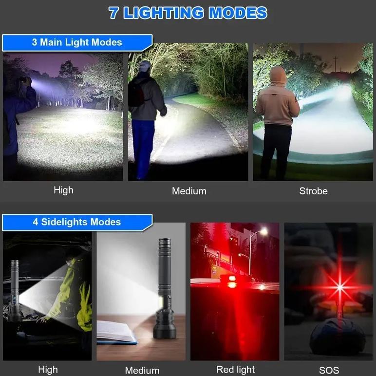 Diskon Senter Led Super Terang Jarak Jauh 90000 Lumens Ori Waterproof Senter Swat Zoom Flashlight La