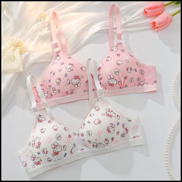 Bra Set Dengan Celana Dalam Tanpa Kawat Busa Tipis BH Remaja Pelajar Wanita Fashion Motif Karakter I