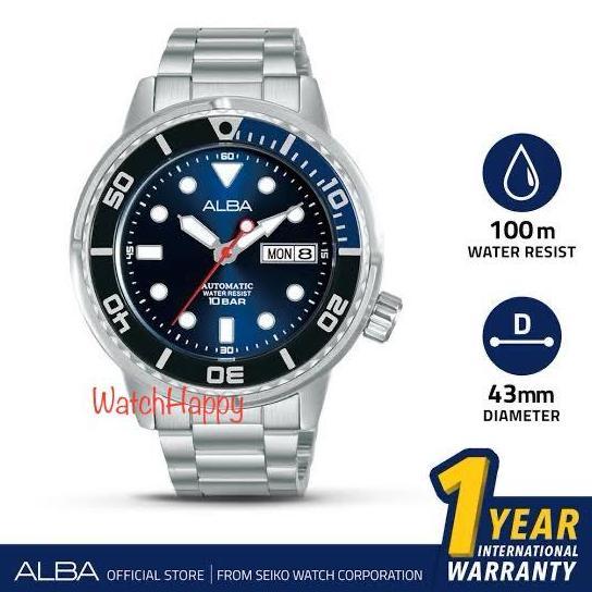 WatchHappy Alba AL4245X1 AL4245 Men Blue Dial Automatic Stainless