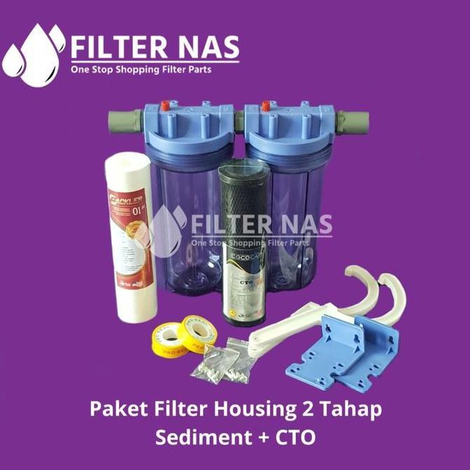 Paket Filter Air 2 Tahap Sumur 10 Inch - Paket Housing Clear Terbatas