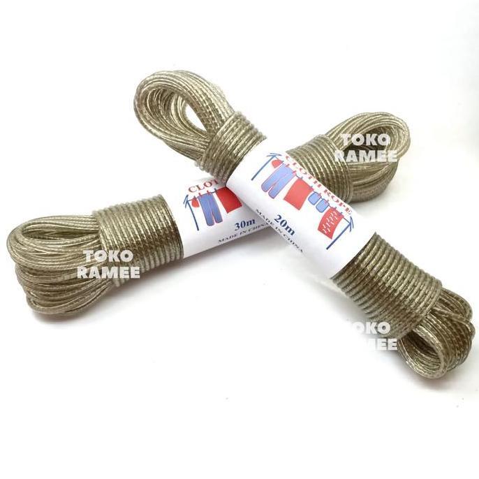 Saless Tali Kawat Jemuran Seling 20 M / 30 Meter Baju Pakaian Dalam Dapat Disesuaikan Portabel / Por