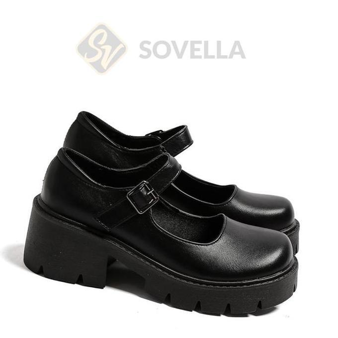 Jelitashoes- Sovella Thalia Sepatu Boots Fashion Pantofel Wanita Hitam Polos