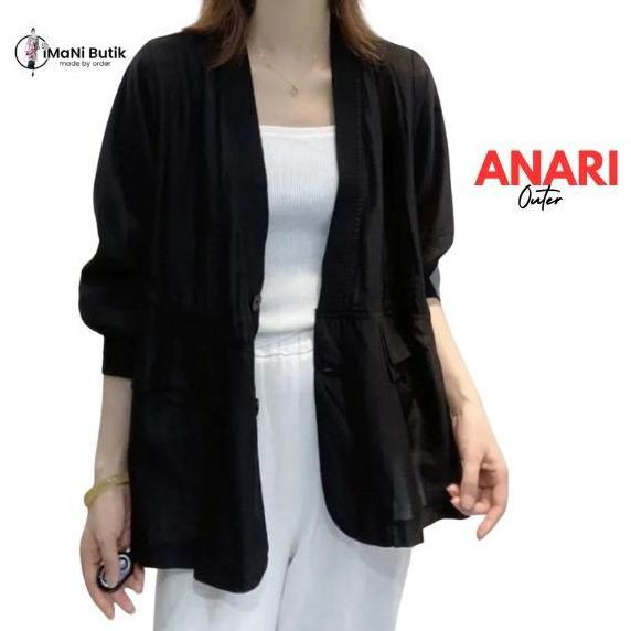 Imani Butik - Fashion Wanita Muslim Anari Outer Model Polos Bahan Rayon Cantik Kancing Katun Atasan 