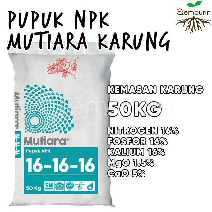 Pupuk NPK Mutiara 16-16-16 Biru 50kg Kemasan Karung Pabrik Meroke Asli