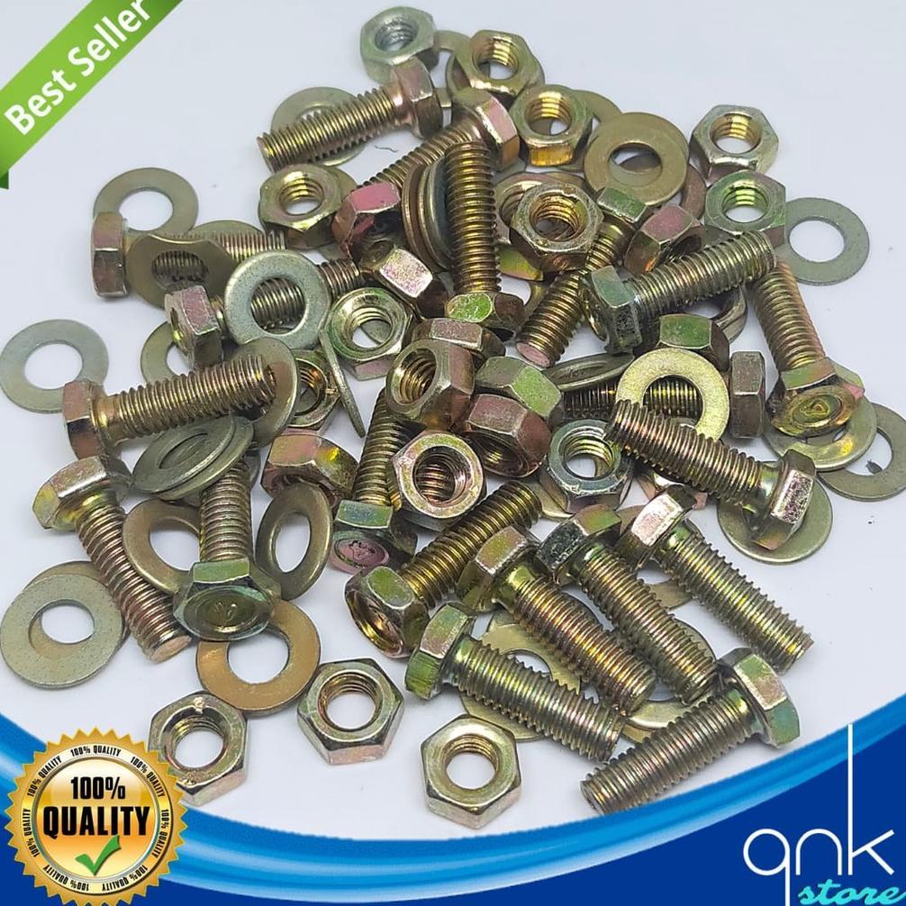 VALUE PACK` MURAH Baut Mur M6 Plus 2 Ring 1 Set Baut Mur M6 Plus 2 Ring Baut 10 Kunci 10 2025