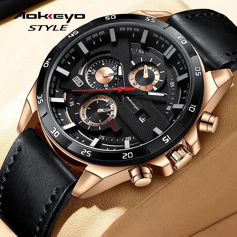 MURAH` HOT AOKEYO Jam Tangan Pria Kulit 216 Jam Tangan Automatic Pria Jam Pria Anti Air Original 100