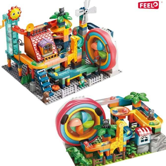 FEELO ELECTRIC BALL RUN BUILDING BLOCKS MAINAN BALIK SUSUN ANAK FEELO SLIDE KODE 749