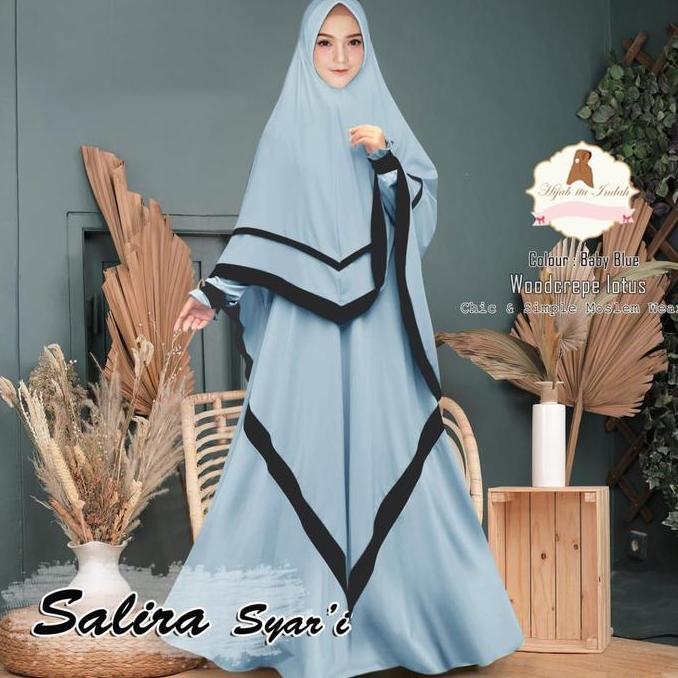 SALIRA SYARI GAMIS BABY BLUE GREEN MUSTARD FIT SIZE XL XXL LD 110CM SET GAMIS HIJAB JILBAB BERGO KHI