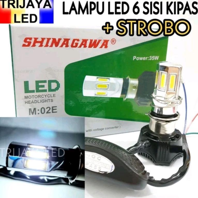 Lampu LED Utama Depan 6 Sisi Flash Kipas Original 35 Watt Headlamp Running 4 Kabel AcDc Mobil Motor 