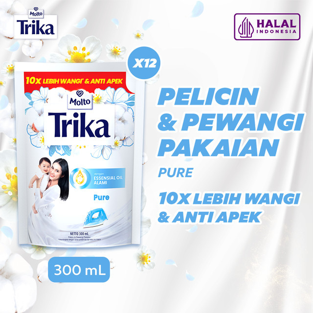 MOLTO TRIKA PELICIN DAN PEWANGI PAKAIAN PURE 300 ML x 12