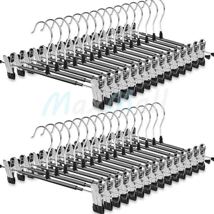 COD 10PCS Gantungan Baju Dan Celana dengan Penjepit Hanger Jepit Besi Kawat Pants Hanger Clip Stainl
