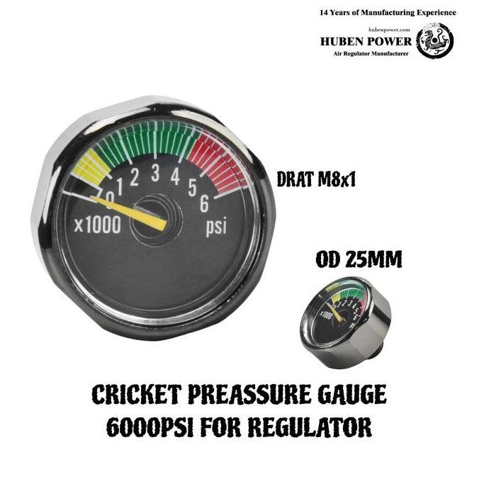 MANOMETER REGULATOR CRICKET DAN PAINTBALL DRAT M8 BLACK ORIGINAL DAN TERPERCAYA