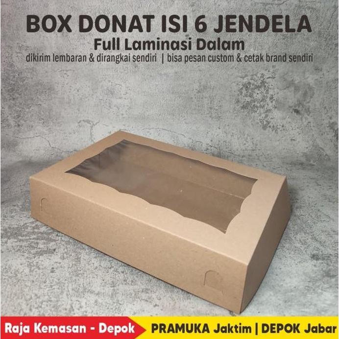 Best- Box Donat Isi 6 Kraft Polos Jendela Full Laminasi