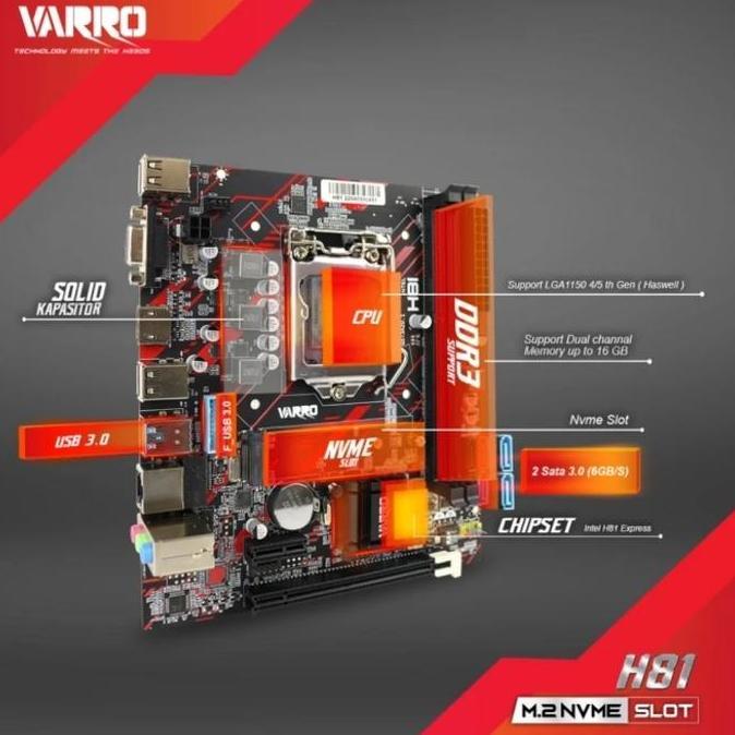 Motherboard Varro h81 Nvme socket 1150 / mainboard h81 Varro LGA 1150 Terlaris