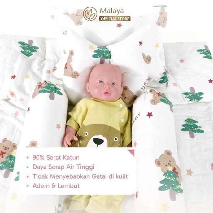 ASLI Set Bedcover Bayi Malaya Ba dengan 2 Bantal dan 2 Guling - Katun Jepang READY STOCK