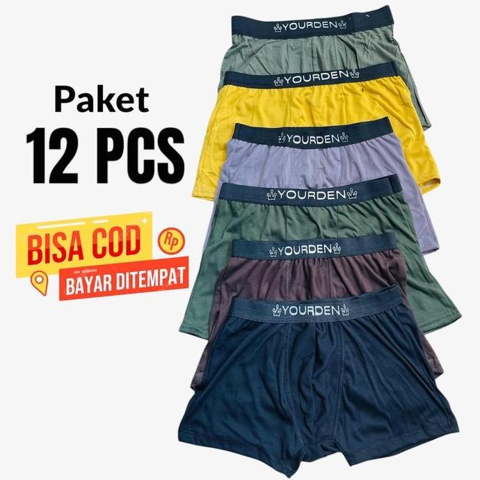 Ytta- Paket 12 Pcs Celana Dalam Boxer Sot Pria Dewasa Baham Adem Nyaman Sempak Laki Laki Cowok Karet