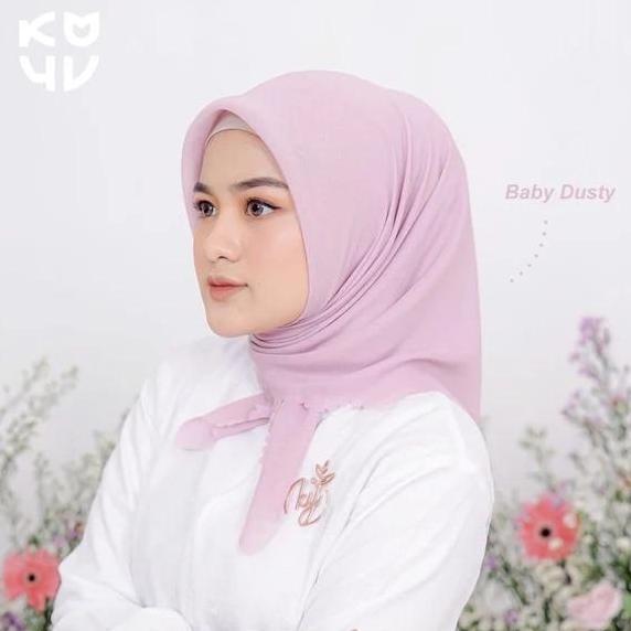 New- Koyu Hijab Segiempat Plain Potton Cendana