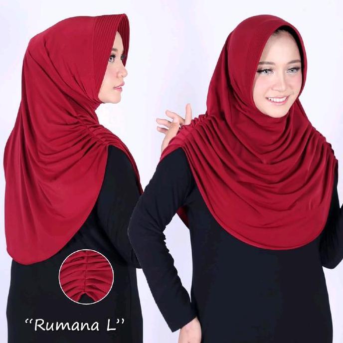 New- Walya Hijab Bergo Jersey Polos Rumana Rampel Kerut Kiri Kanan