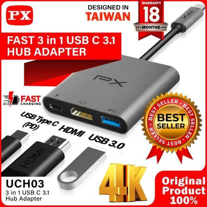 TERMURAH PX Digital Multimedia Type C Hub Converter to USB3.0/HDMI/VGA/LAN/AUX READY STOCK