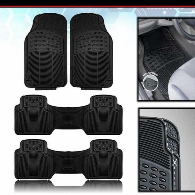 Karpet Mobil Ertiga Xl7 Avanza Mobilio 3 Baris 4 Potong Hitam Bahan Pvc Baru Anti Slip Kekuatan 5 Ta