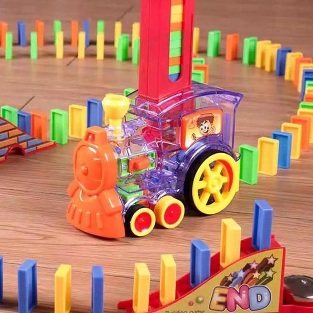 Mainan Anak Domino Train Kereta Penyusun Domino Plastik Toys