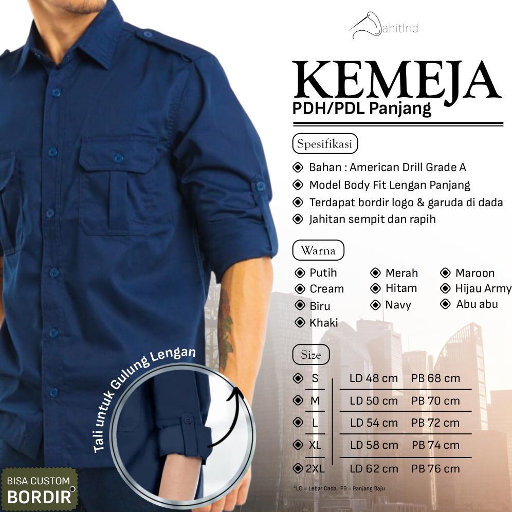 Baju Kemeja PDL Lengan Panjang Seragam Kerja PNS Atasan Formal Awet Banyak Pilihan Warna JahitInd Or
