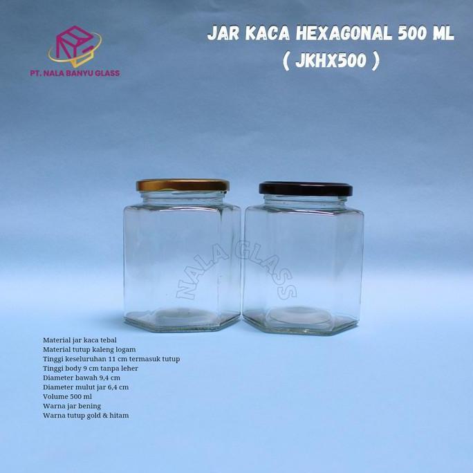 Good- JKHX500 botol Hexagonal 500ml / HEXAGONAL jar / botol madu selai kaca