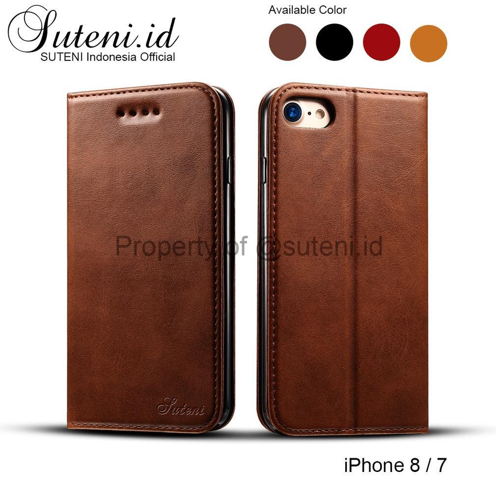 Nice- Suteni Leather Flip Case Iphone 8 7 Se 2 Se2020 7 Plus 8 Plus Se 3 2022 Kulit Casing Cover Wal