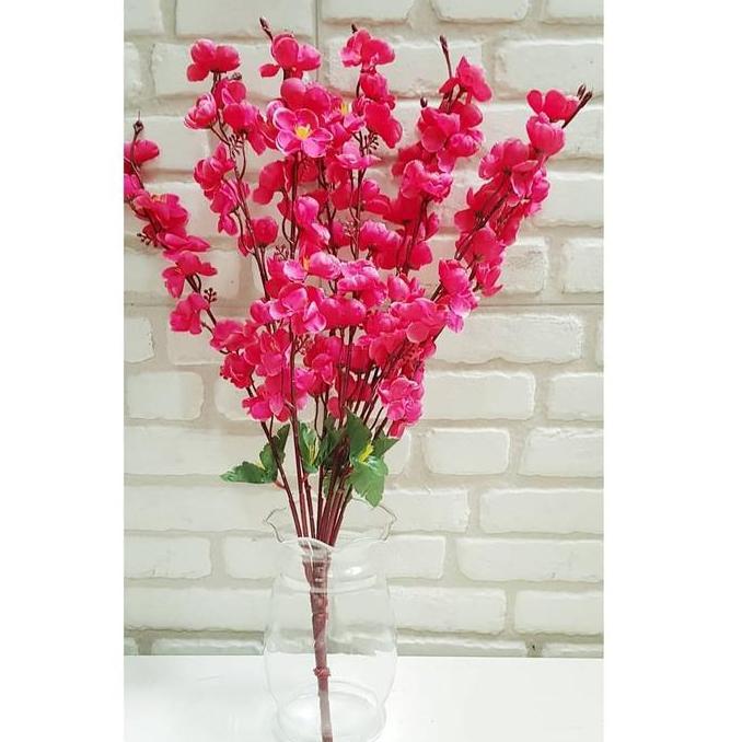 Flwr- Bunga Meihwa Rumpun Pohon Sakura Pink Imlek Pot Bunga Murah Ornamen