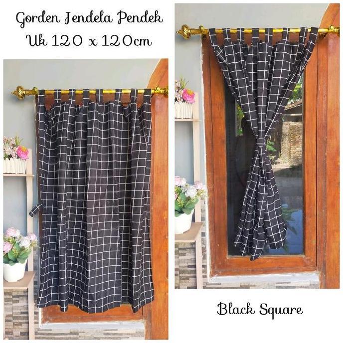 Romx- Gorden Jendela Pendek Perekat Kain Katun Disperse/Embos - Ukuran 120X120Cm Curtain