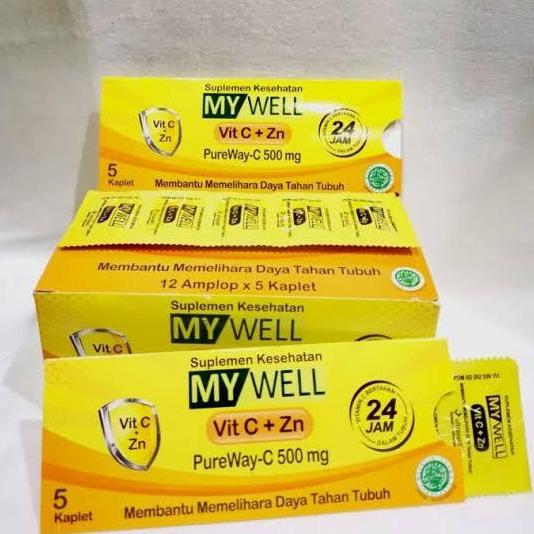 Vitmax- Mywell Mywel My Well Vitamin C Zn Pureway C 500 Zink 1 Box Isi 60 Tab